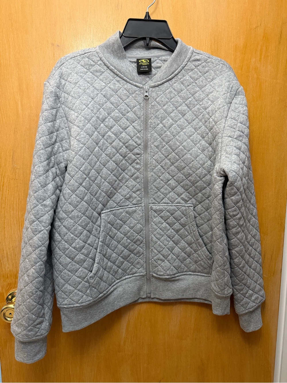 Athletic Works Light Gray Quilted Bomber Jacket